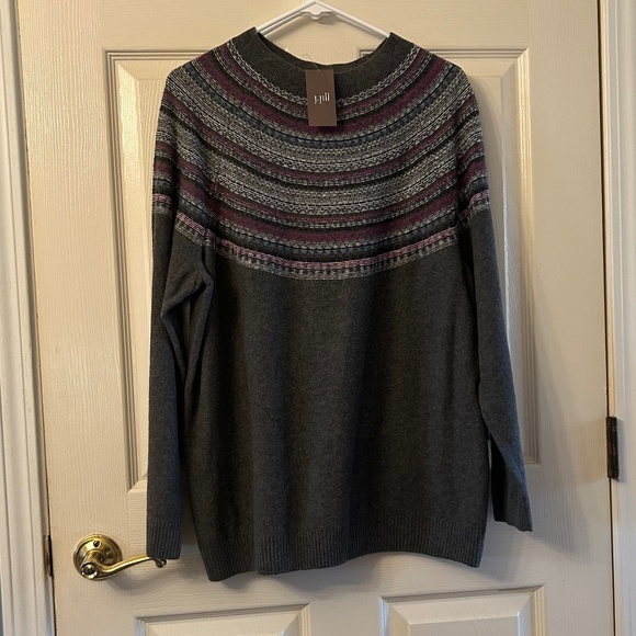 NWT Gray Fair Isle Sweater, J.Jill, size L - Picture 2 of 5